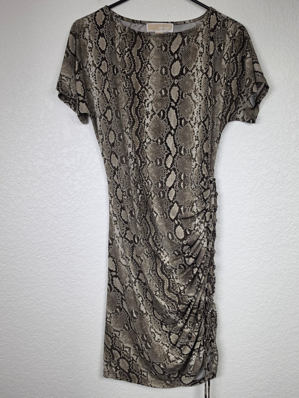 Michael Kors Snake Print Ruched Dress